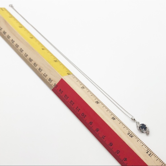 14k white gold blue sapphire and diamond pendant 14k chain necklace - Picture 10 of 10